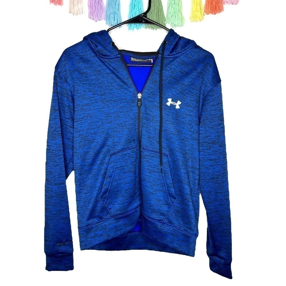 Under Armour Storm Blue Heathered Full Zip Hooded Jacket Sweatshirt Size Small